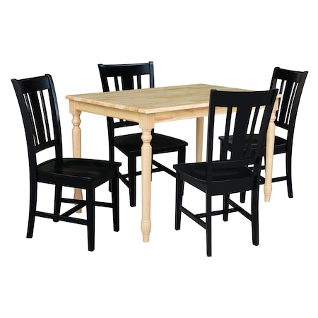 International Concepts 30 in. x 48 in. Solid Wood Dining Table with 4 Chairs K01-3048-C46-10-4